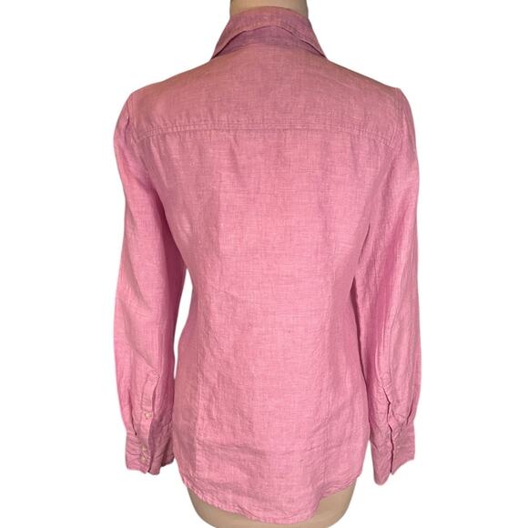 J.Crew Baird McNutt Irish 100% Linen Shirt Size 6 Pink Button Down Long Sleeve - Picture 2 of 8